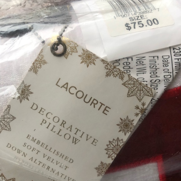 Festive Home Holiday snowflake Pillow - Red and White - Picture 7 of 9